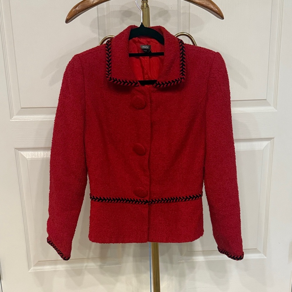 Muse Red and Black Blazer Tailored Suit Jacket